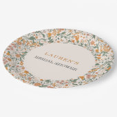 Vintage Groovy Boho Floral Bridal Shower Pappteller (Schrägansicht)