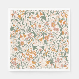 Vintage Groovy Boho Floral Bridal Shower Serviette