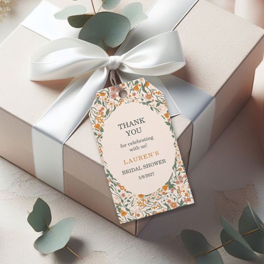 Vintage Groovy Boho Florale Brautparty Geschenkanhänger