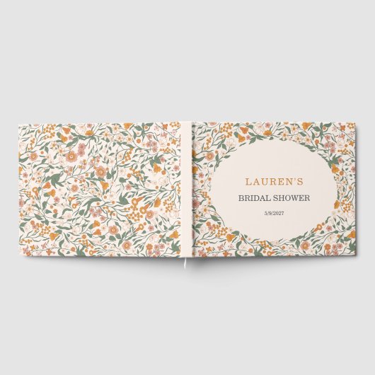 Vintage Groovy Boho Florale Hochzeitsfeier Gästebuch (Voll)