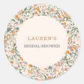 Vintage Groovy Boho Florale Hochzeitsparty Runder Aufkleber (Vorderseite)