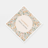 Vintage Groovy Boho Wildflowers Bridal Shower Serviette (Ecke)