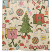 Vintage Groovy Disco Duschvorhang (Vorderseite)