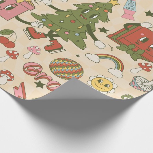 Vintage Groovy Disco Geschenkpapier (Ecke)