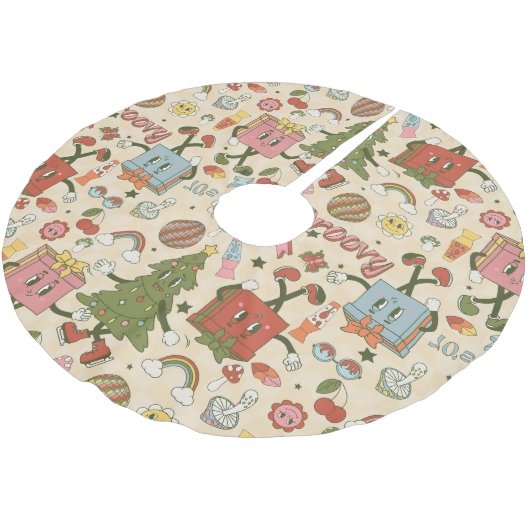 Vintage Groovy Disco Polyester Weihnachtsbaumdecke (Schrägansicht)