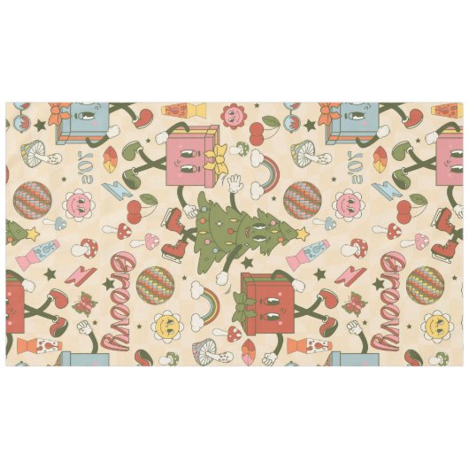 Vintage Groovy Disco Tischdecke (Vorderseite (Horizontal))