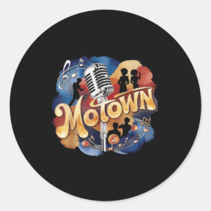 Vintage Groovy Motown-Musik Aquarell-Kunst Runder Aufkleber