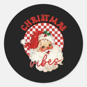 Vintage Groovy Weihnachtsmann Weihnachtsstimmung K Runder Aufkleber