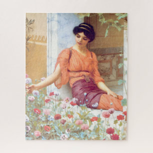 Vintage großartige italienische Frau mit Sommerblu Puzzle