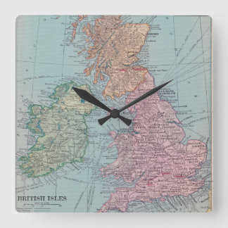 Vintage Großbritannien-Karten-Uhr Quadratische Wanduhr