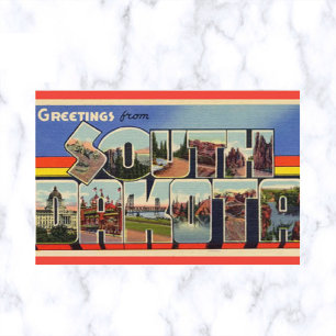 Vintage Großbuchstabe South Dakota Postkarte