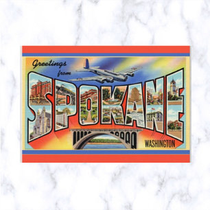 Vintage-Großbuchstaben-Postkarte Spokane Washingto Postkarte