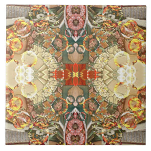 Vintage große (15 cm x 15 cm) Keramik-Fotokachel Fliese