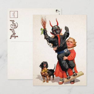 Vintage große Krampus-Puppe Postkarte