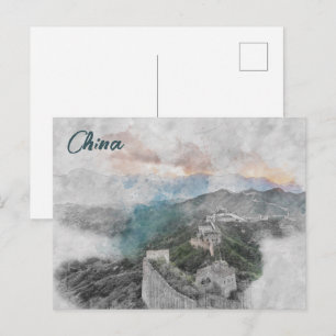Vintage Große Mauer der China Postkarte - Historis