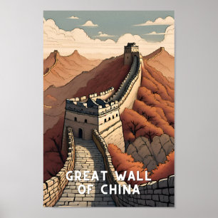 Vintage große Mauer der China Reisen Chinesen beij Poster