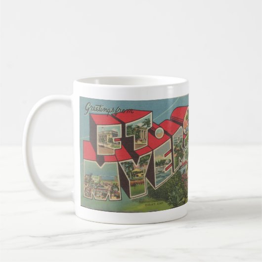 Vintage GROSSE Postkarte, Ft. Myers Florida Kaffeetasse (Links)