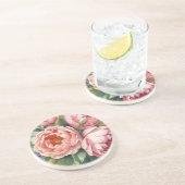 Vintage große rosa Blumen Getränkeuntersetzer (Seite)