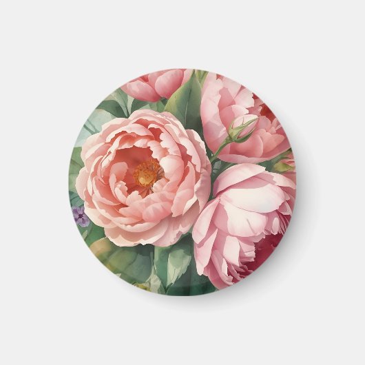 Vintage große rosa Blumen Magnet (Vorne)
