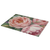 Vintage große rosa Blumen Schneidebrett (Ecke)