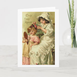 Vintage Große Schwester Kleine Schwester Feiertagskarte