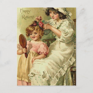 Vintage Große Schwester Kleine Schwester Feiertagspostkarte