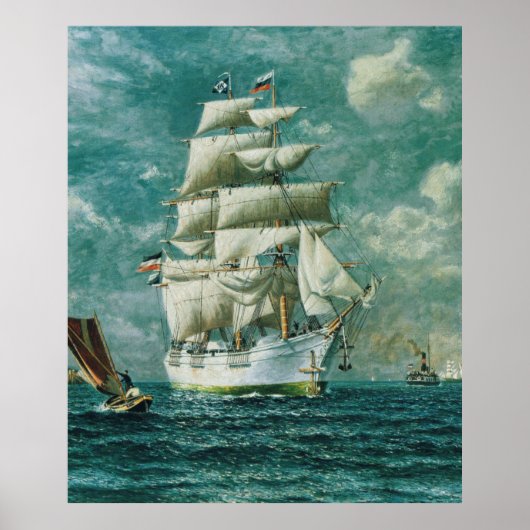 Vintage große Segelbootmalerei (1895) Poster (Vorne)