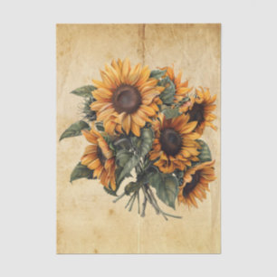 Vintage große Sonnenblumen Antik-Beige-Pergamentpa Seidenpapier