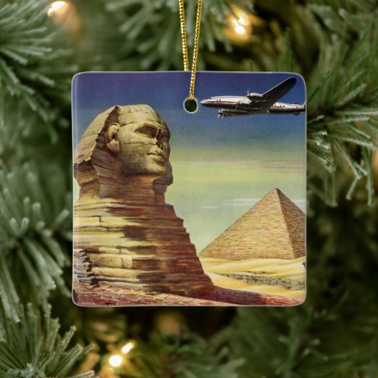Vintage Große Sphinx von Gizeh, Pyramiden von Ägyp Keramikornament (Baum)