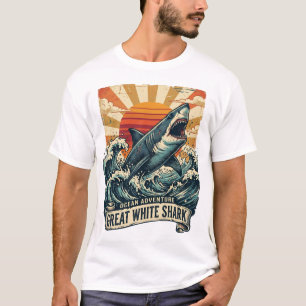 Vintage Großer Weißer Hai - Ozean-Abenteuer T-Shir T-Shirt