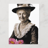 Vintage Großmutter mit rosa Blumen Postkarte (Vorderseite)