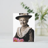 Vintage Großmutter mit rosa Blumen Postkarte (Stehend Vorderseite)