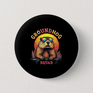 Vintage Groundhog Day Squad Trendy Punxsutawney Gr Button
