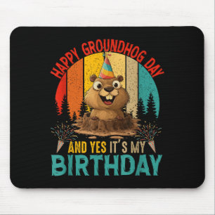 Vintage Groundhog Day und mein Geburtstag Nagetier Mousepad