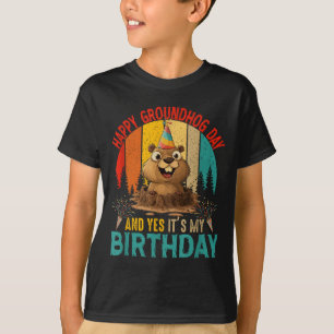 Vintage Groundhog Day und mein Geburtstag Nagetier T-Shirt