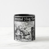 Vintage Groundhog TagesSchwarz-weiße Illustration Tasse (Zentrum)