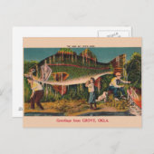 Vintage Grove Oklahoma Fischereikarte Postkarte (Vorne/Hinten)