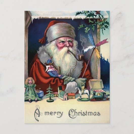 Vintage Grumpy Weihnachtskarte Postkarte (Vorderseite)