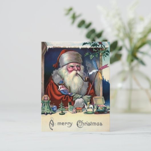Vintage Grumpy Weihnachtskarte Postkarte (Stehend Vorderseite)