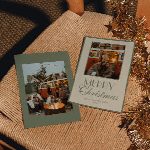 Vintage Grün Creme Old Money Klassisches Weihnacht Feiertagskarte