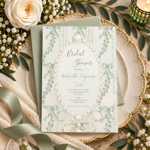 Vintage-Grün Floral Elegante Brautparty Einladung