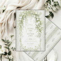 Vintage-Grün Floral Elegante Hellgrüne Hochzeit