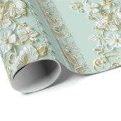 Vintage Grün Floral Geschenkpapier (Rolleneckpunkt)