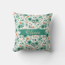 Vintage Grün Floral Personalisiert Kissen