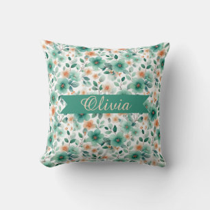 Vintage Grün Floral Personalisiert Kissen
