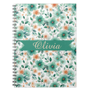 Vintage Grün Floral Personalisiert Notizblock