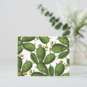 Vintage Grün Gelb Florales Kaktusmuster Postkarte (Stehend Vorderseite)