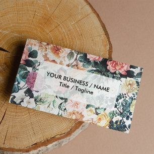 Vintage, grün rosa gelbe Aquarellfarben Rose blume Visitenkarte