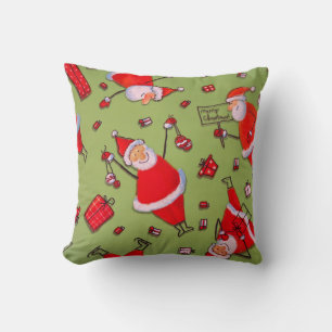 Vintage Grün Rot Frohe Weihnachten Weihnachtsmann Kissen
