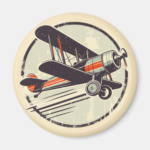 Vintage grün-rotes Doppeldecker-Flugzeug Magnet